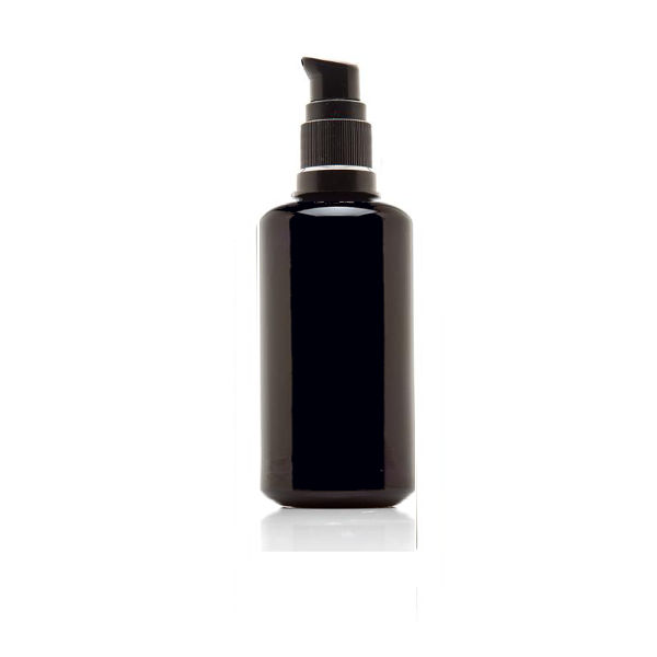  Miron-Glas Violett Lotion Pump-Flasche 50ml, Kosmetex  silber Alu Gel Pumper, Spender-Flakon, leer